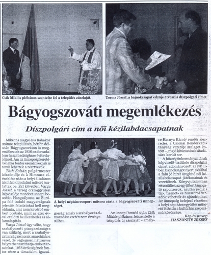 1995.10.23 - Kisalföld - Díszpolgári cím a kézilabdásoknak