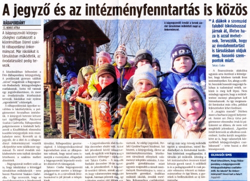 2009.01.10 - Kisalföld - A jegyző és az intézményfenntartás is közös