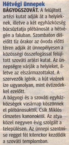 2009.07.24 - Kisalföld - Hétvégi ünnepek