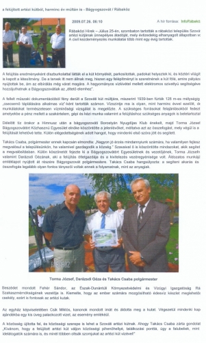 2009.07.26 - InfoRábaköz - Az artézi kút ünnepélyes avatása