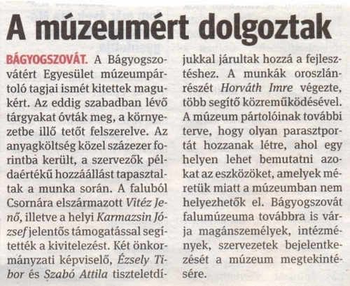 2009.09.17 - Kisalföld - A múzeumért dolgoztak