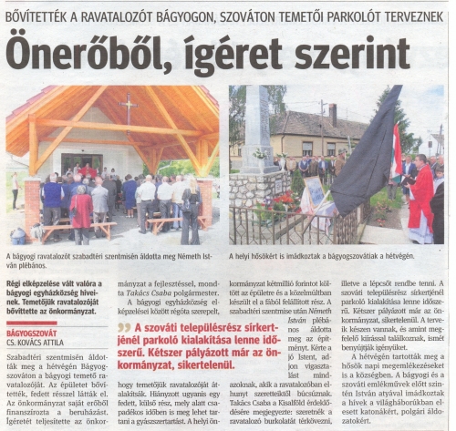 2010.06.01 - Kisalföld - Bővítették a ravatalozót