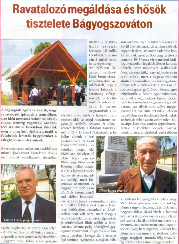 2010.06.23 - Rábaközi Magazin - Ravatalozó átadás