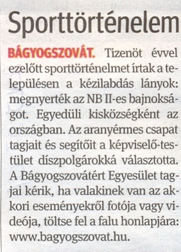 2010.07.07 - Kisalföld - Sporttörténelem