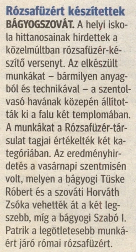 2010.11.05 - Kisalföld - Rózsafűzért készítettek