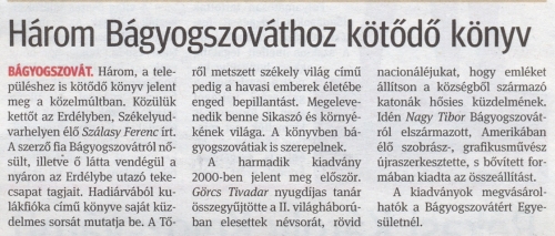 2010.11.12 - Kisalföld - Bágyogszováthoz kötődő könyvek