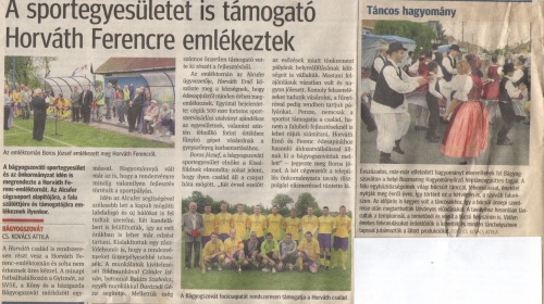2012.07.26- A sportegyesület is támogatható, Horváth Ferencre emlékeztek