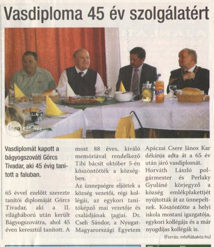 2012.10.12- Vasdiploma 45 év szolgálatért