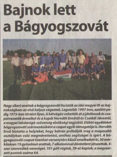 2013.06.19- Bajnok lett Bágyogszovát